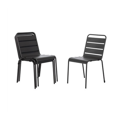 Bolero Amalfi Slatted Steel Side Chairs Grey (4 Pack)