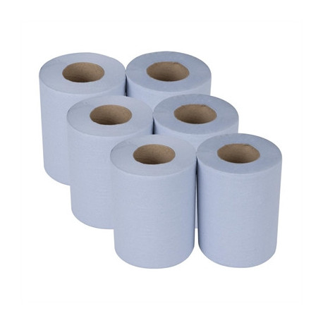 Nisbets Essentials Centrefeed Blue Rolls 2-Ply 320 Sheets (6 Pack)