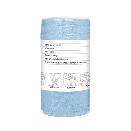 Nisbets Essentials Blue Micro Fibre Cloth 300x300mm - Roll of 50 tear-off sheets