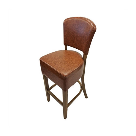 Hanoi Bar Chair in Weathered Oak with Bison Tan Vinyl