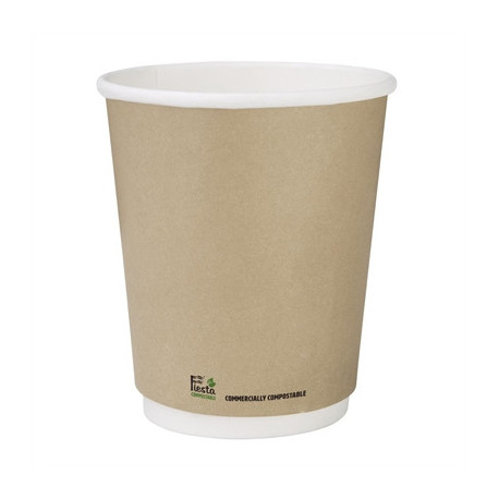 Fiesta Compostable Coffee Cups Double Wall 227ml / 8oz (25 Pack)