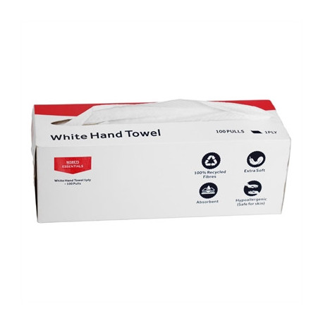 Nisbets Essentials White Hand Towels 1ply - 100 Sheets (36 Pack)