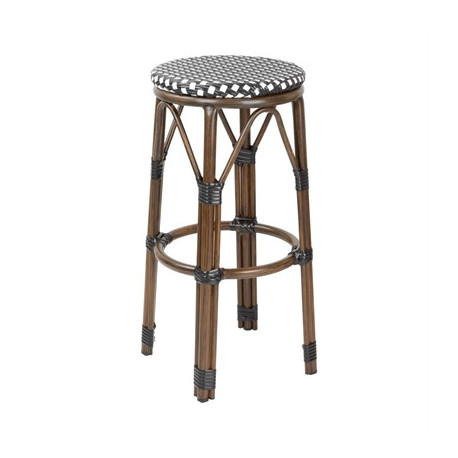 Bolero Parisian Style PE Rattan Bar Stools Black Dot Mix (2 Pack)