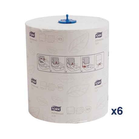 Tork Matic Soft Paper Hand Towels White with Grey Leaf H1 (6 Pack)