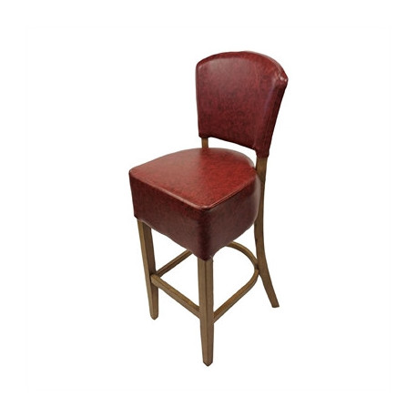 Hanoi Bar Chair in Weathered Oak with Bison Bordeaux Vinyl