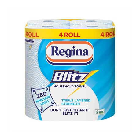 Regina Blitz Household Towel 3-Ply 280 Sheets (4 Pack)