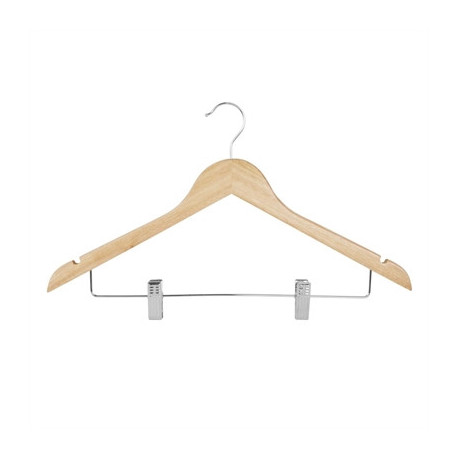 Bolero Wooden Hanger with Anti-Slip Clips (10 Pack)