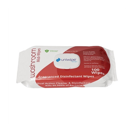 Uniwipe Washroom Sanitising Midi-Wipes (100 Pack)