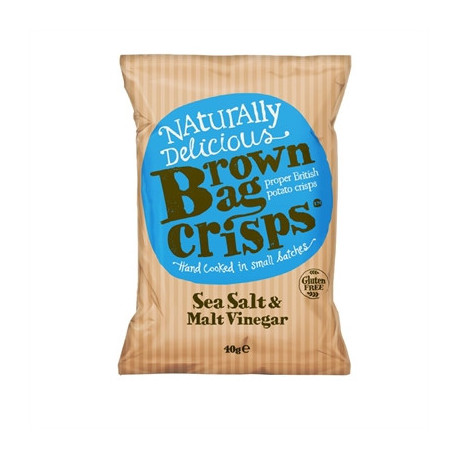 Brown Bag Crisps Sea Salt and Malt Vinegar 40g (20 Pack)