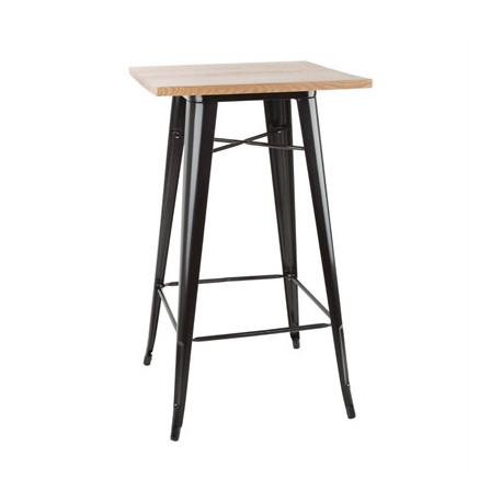Bolero Bistro Bar Table with Wooden Top Black