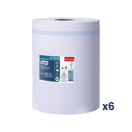 Tork Reflex Wiping Paper Blue Centrefeed Rolls M4 (6 Pack)