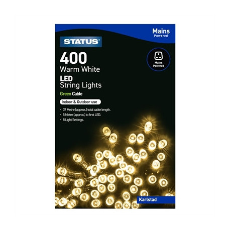 Status Karlstad 400 Warm White LED Indoor/Outdoor String Lights