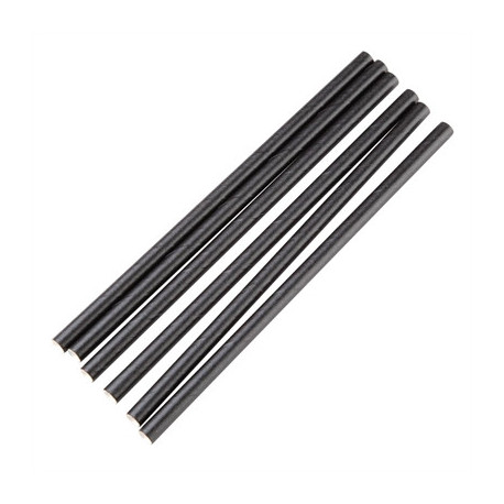 Fiesta Compostable Individually Wrapped Paper Cocktail Stirrer Straws Black (250 Pack)