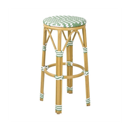 Bolero Parisian Style PE Rattan Bar Stools Light Green (2 Pack)