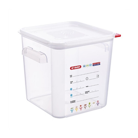 Araven Squared Transparent Polypropylene Container with Lid 18Ltr