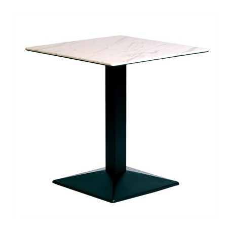 Turin Metal Base 700mm Square Dining Table with Laminate Top in Marble