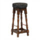 Classic Rubber Wood High Bar Stool with Black Diamond Seat (2 Pack)