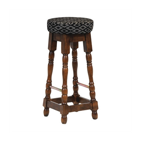 Classic Rubber Wood High Bar Stool with Black Diamond Seat (2 Pack)