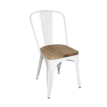 Bolero Bistro Side Chairs with Wooden Seat Pad White (4 Pack)