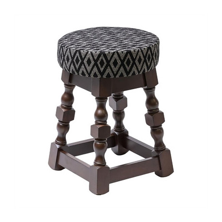 Classic Dark Wood Low Bar Stool with Black Diamond Seat (2 Pack)