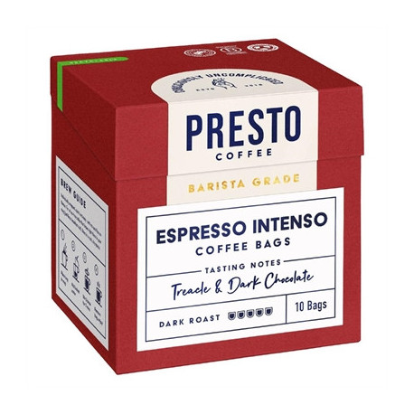 Presto Coffee Espresso Intenso Coffee Bags Enveloped 8g (10 Pack)