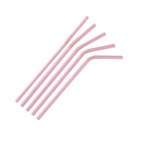 Fiesta Compostable Bendy Paper Straws Pink (250 Pack)