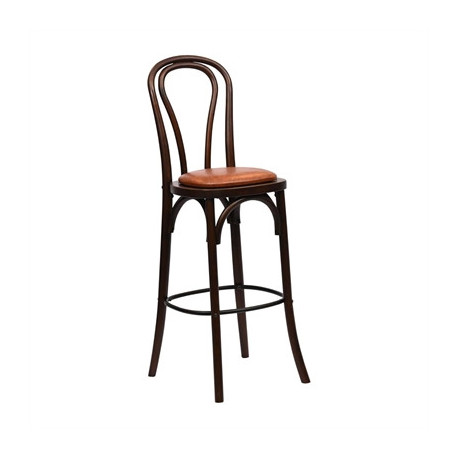 Hoop Back Bar Chair in Dark Walnut with Bison Tan Seat