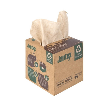 Jantex Green 100% Recycled Facial Tissue Cube 100 Sheets (36 Pack)