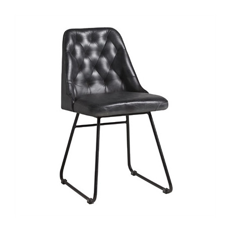Harland Side Chairs Leather Vintage Black (2 Pack)