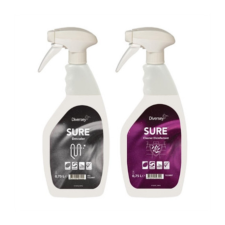 SURE Cleaner and Disinfectant / Descaler Refill Bottles 750ml (6 Pack)