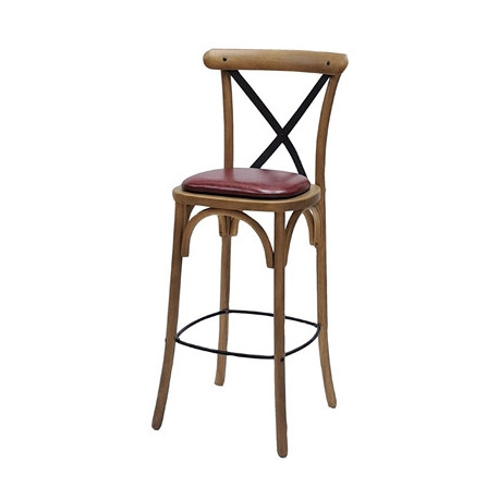 Bristol Bar Chair in Weathered Oak with Bison Bordeaux Seat