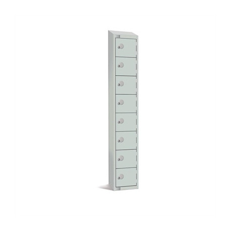Elite Eight Door Camlock Locker with Sloping Top Grey