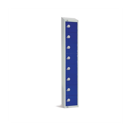 Elite Eight Door Camlock Locker with Sloping Top Blue
