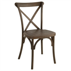 Bolero Manhattan Cross Back Chairs Chestnut Wood Effect (4 Pack)